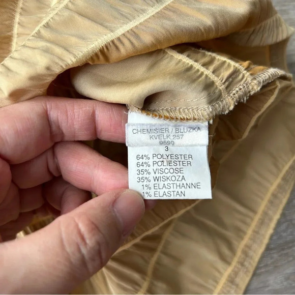 A&K Designs Tan Beige Smocked Button Down Blouse - Picture 12 of 15